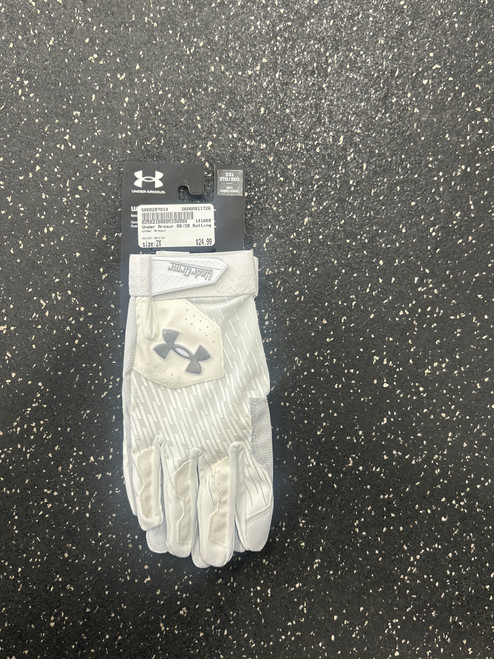 Vist Large View of Product Image Which is Used Under Armour BB/SB Batting Gloves White 2X
