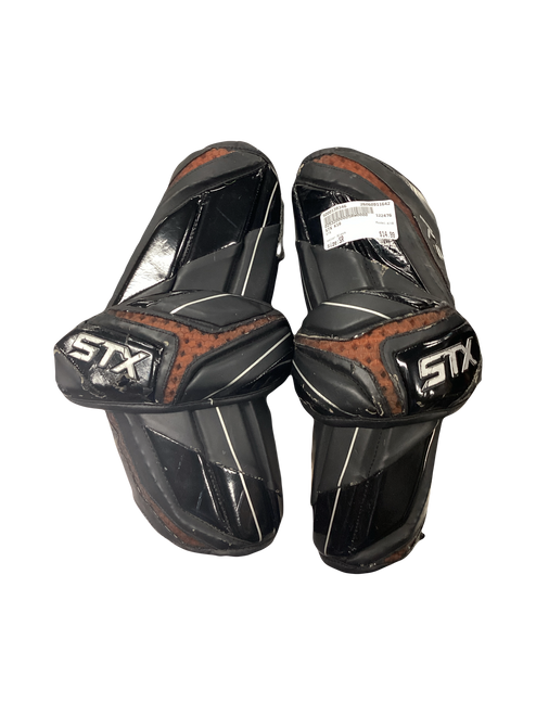 Vist Large View of Product Image Which is Used STX K18 Lacrosse Arm Pads/Guards Black Senior
