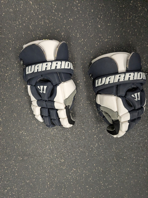 Vist Large View of Product Image Which is Used Warrior RIOT II Lacrosse Gloves Junior Navy Blue MD