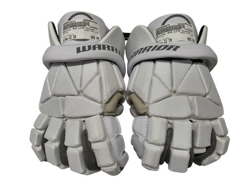 Vist Large View of Product Image Which is Used Warrior EVO LITE Lacrosse Gloves White 12"