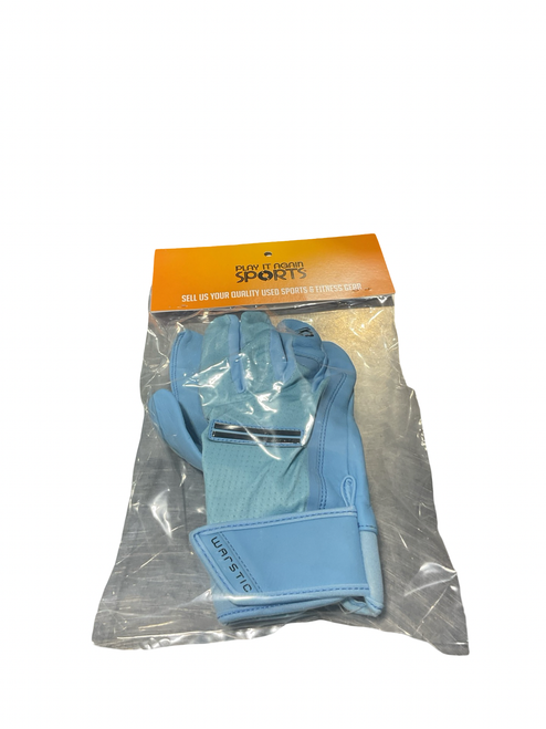 Vist Large View of Product Image Which is Used Warstic BB/SB Batting Gloves Carolina Blue MD