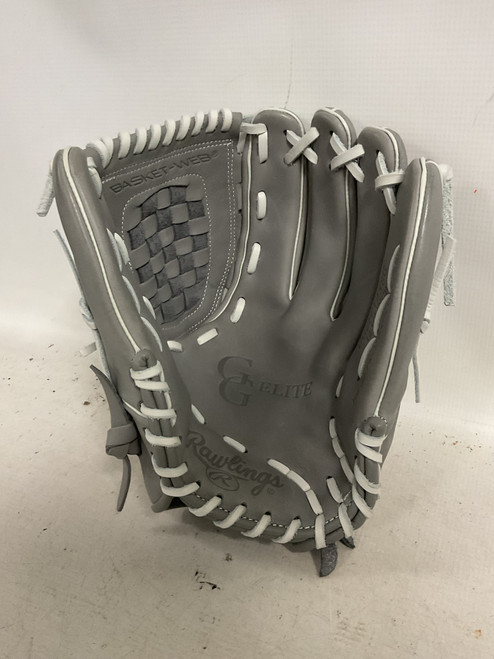Vist Large View of Product Image Which is Used Rawlings GOLD GLOVE ELITE FASTPITCH BB/SB Glove RH Throw Grey 12 1/2"