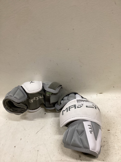 Vist Large View of Product Image Which is Used Maverik MX Lacrosse Arm Pads/Guards White SM