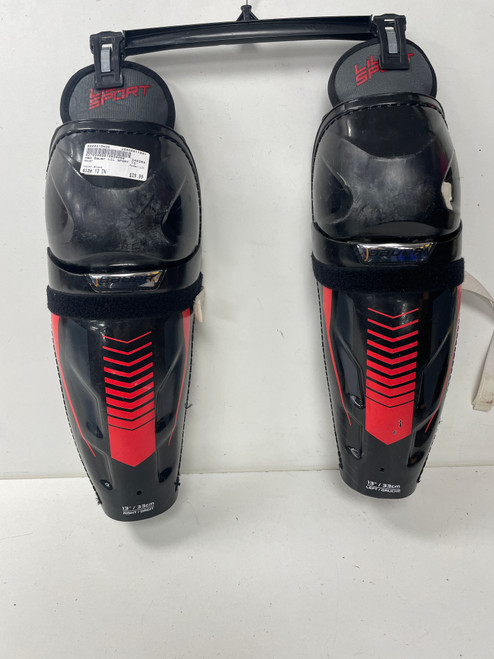 Vist Large View of Product Image Which is Used Bauer LIL Intermediate Shin Guards Black 13"