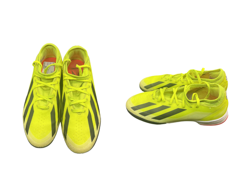 Vist Large View of Product Image Which is Used Adidas CRAZYFAST Soccer Indoor Shoes Neon Green Junior 04.5