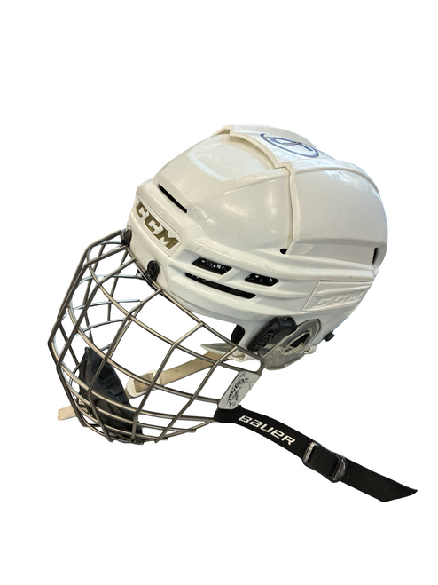 Vist Large View of Product Image Which is Used CCM TACKS X SUPREME SM Helmet Cage Combo White SM
