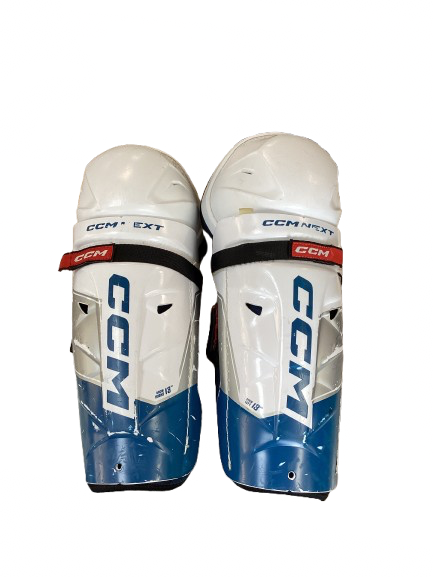 Vist Large View of Product Image Which is Used CCM NEXT Intermediate Shin Guards White 13"
