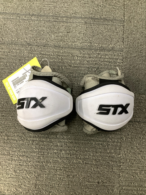 Vist Large View of Product Image Which is Used STX YTH ELBOW Lacrosse Arm Pads/Guards White XXS