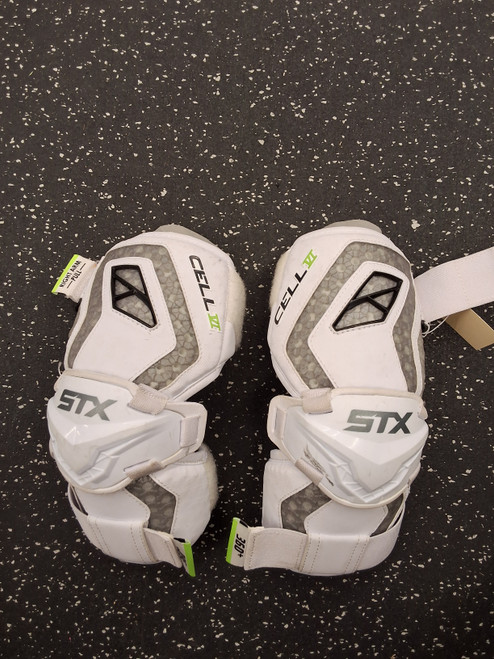 Vist Large View of Product Image Which is Used STX CELL VI Lacrosse Arm Pads/Guards White SM