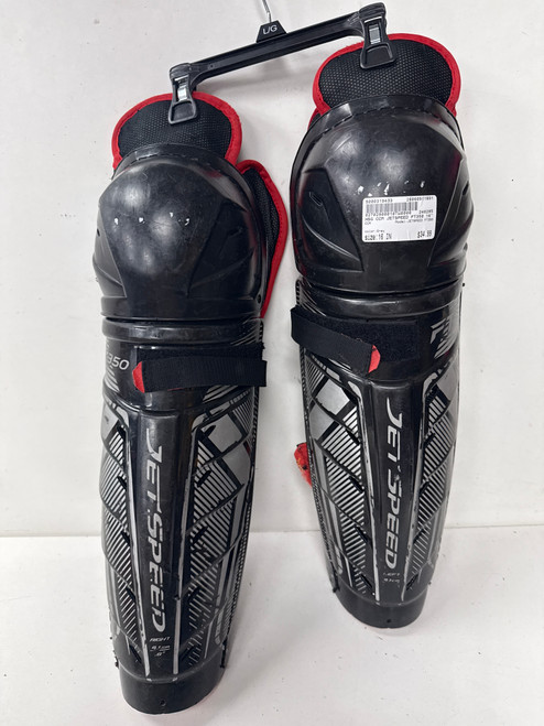 Vist Large View of Product Image Which is Used CCM JETSPEED FT350 Senior Shin Guards Grey 16"