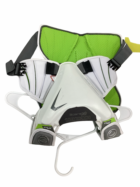 Vist Large View of Product Image Which is Used Maverik AX SUEDE Lacrosse Shoulder Pads White MD