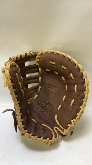 Vist Large View of Product Image Which is Used Rawlings PREMIUM SERIES BB/SB First Base RH Throw Brown 12 1/2"