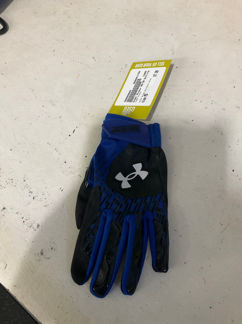 Vist Large View of Product Image Which is Used Under Armour BB/SB Batting Gloves Black And Royal Blue MD