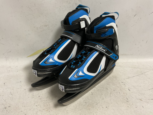 Vist Large View of Product Image Which is Used NATTORK Mens Softboot Ice Skates Black And Carolina Blue Adjustable