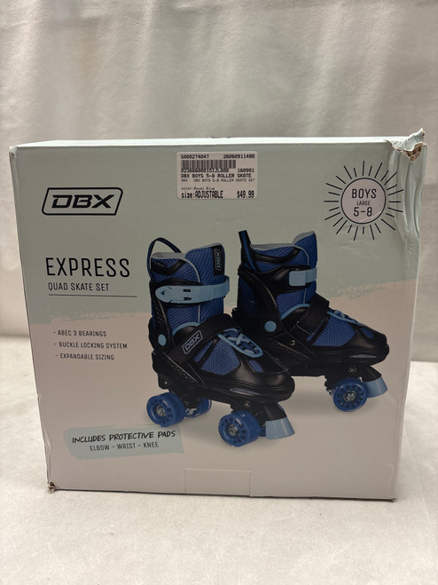 Vist Large View of Product Image Which is Used DBX DBX BOYS 5-8 ROLLER SKATE SET Junior Roller Quad Skates Royal Blue Adjustable