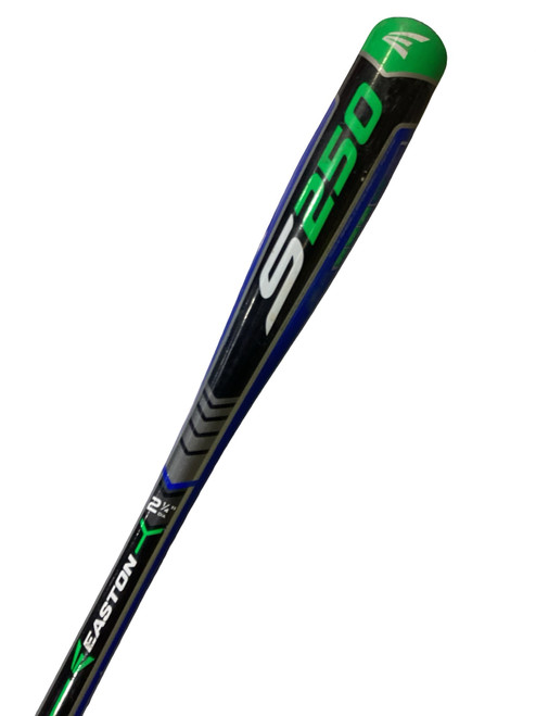 Vist Large View of Product Image Which is Used Easton S250 BB/SB USA 2 1/4 Bat Royal Blue And Lime Green 28"
