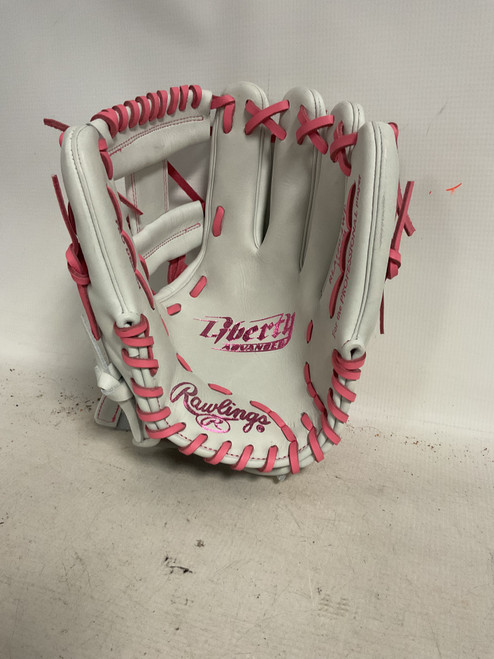 Vist Large View of Product Image Which is Used Rawlings LIBERTY ADVANCED BB/SB Glove RH Throw White 12"