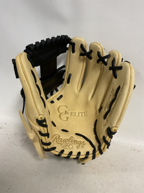 Vist Large View of Product Image Which is Used Rawlings GOLD GLOVE ELITE BB/SB Glove RH Throw Tan 11 1/2"