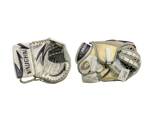 Vist Large View of Product Image Which is Used Vaughn VELOCITY 7600 Senior Goalie Catcher Navy And White