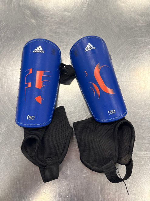 Vist Large View of Product Image Which is Used Adidas F50 Soccer Shin Guards Youth Royal Blue MD