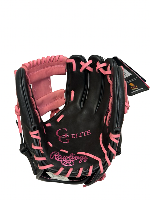 Vist Large View of Product Image Which is New Rawlings GOLD GLOVE ELITE GGE1151BBP Baseball Glove RH Throw Black And Pink 11 1/2"