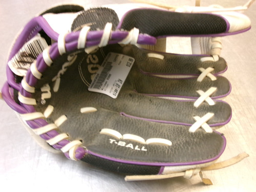 Vist Large View of Product Image Which is Used Wilson A200 RH Throw Fastpitch Gloves White 10"