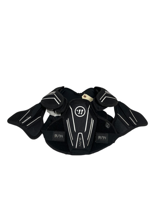 Vist Large View of Product Image Which is Used Warrior BURN Lacrosse Shoulder Pads Black LG