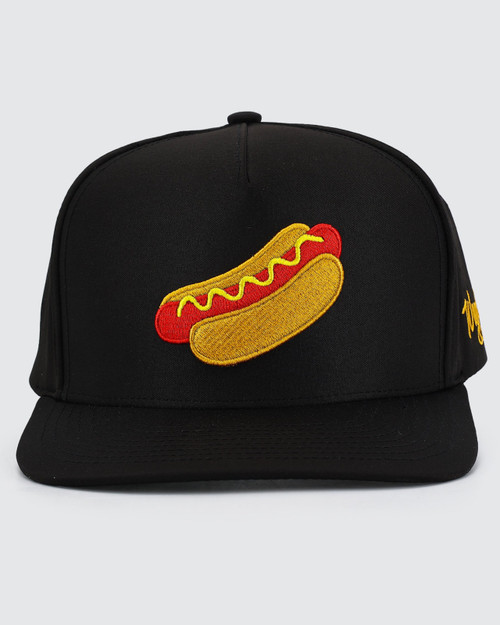 Vist Large View of Product Image Which is Waggle Golf Glizzy Snapback Hat, Black