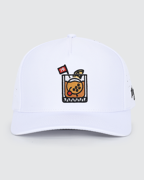 Vist Large View of Product Image Which is Waggle. Golf 19th Hole Snapback Hat, White