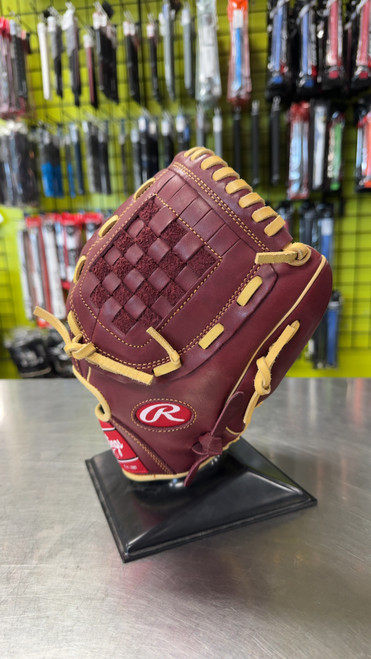 Vist Large View of Product Image Which is Used Rawlings SANDLOT BB/SB Glove RH Throw Maroon 12"
