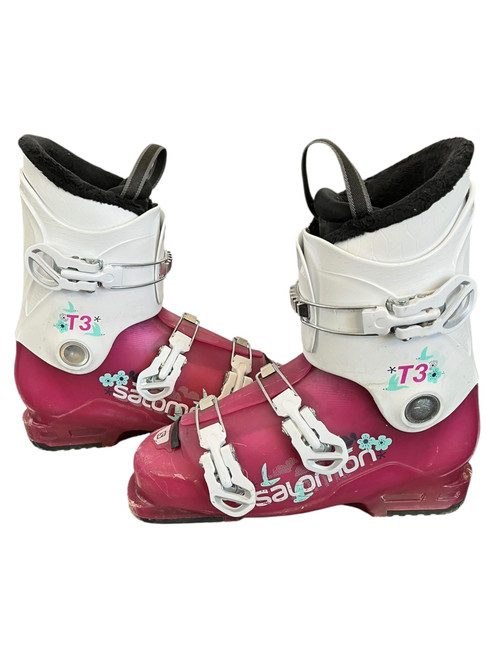 Vist Large View of Product Image Which is Used Salomon T3 Womens DH Ski Boot Pink 265 MP - M08.5 - W09.5