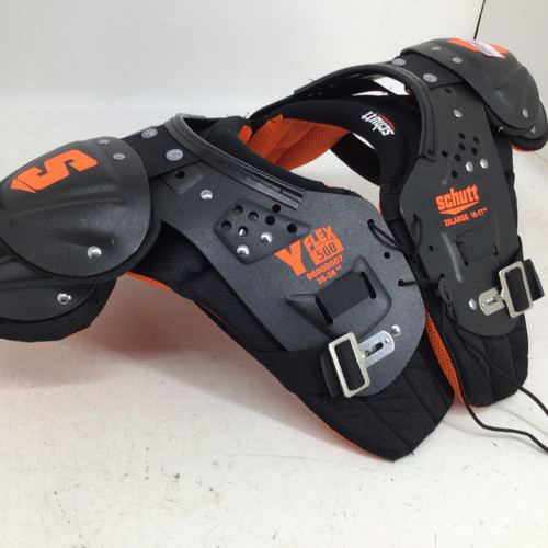 Vist Large View of Product Image Which is Used Schutt Y FLEX 500 2XL 36-38IN FB SHOULDER PADS FB Shoulder Pads Black 2X