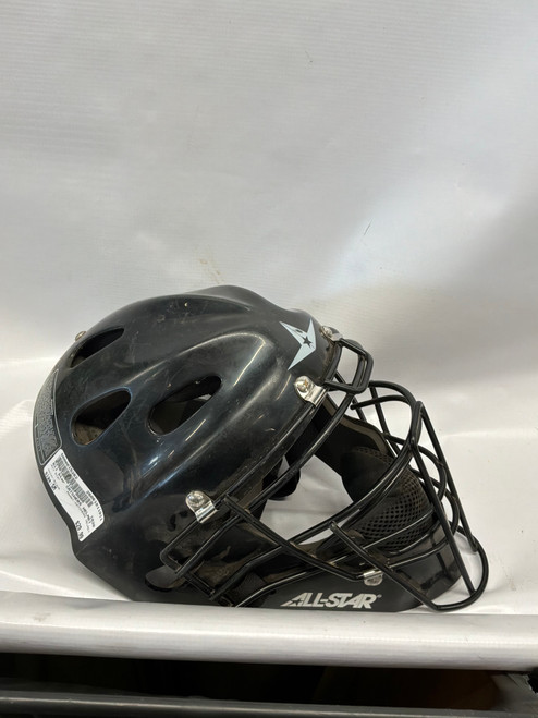 Vist Large View of Product Image Which is Used All Star CATCHERS HELMET Batting Helmet w/Mask Black SM