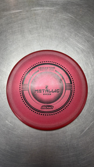 Vist Large View of Product Image Which is Used Discraft Z METALLIC RINGER Disc Golf Mid Range Red