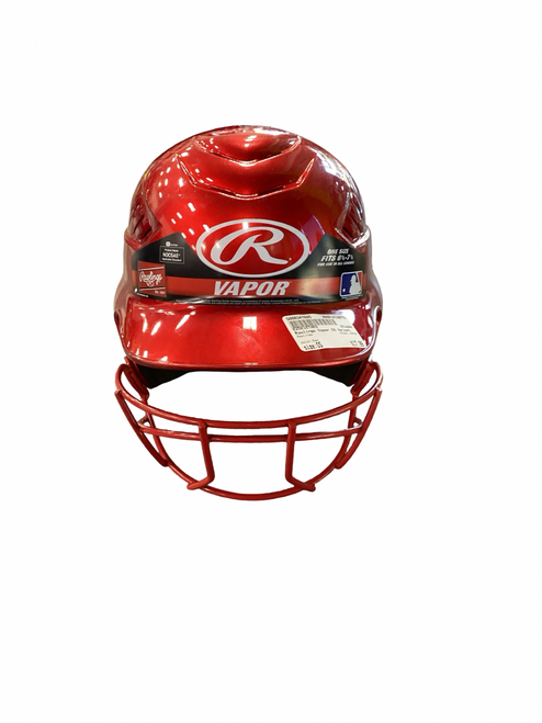 Vist Large View of Product Image Which is Used Rawlings VAPOR Batting Helmet w/Mask Red One Size