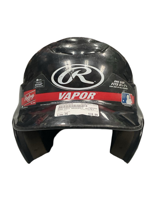 Vist Large View of Product Image Which is Used Rawlings WALRCFH-B Batting Helmet No Mask Black One Size