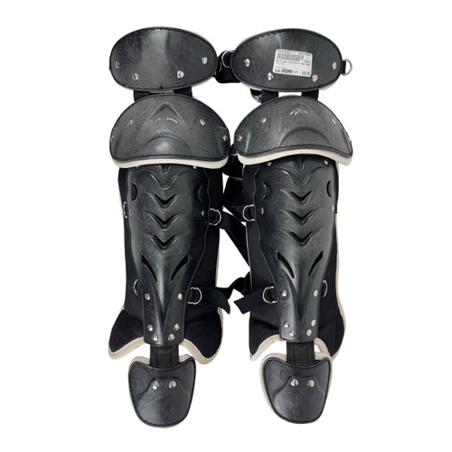 Vist Large View of Product Image Which is Used Rawlings Catchers Leg Guards Black Youth