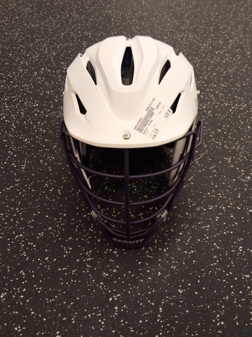 Vist Large View of Product Image Which is Used Schutt RIVAL Lacrosse Helmet White S/M