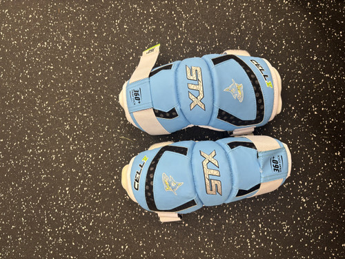 Vist Large View of Product Image Which is Used STX CELL V ARM GUARD Lacrosse Arm Pads/Guards Royal Blue LG