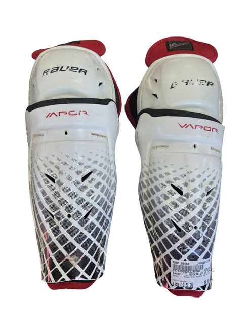 Vist Large View of Product Image Which is Used Bauer LIL ROOKIE SG 10.5IN Junior Shin Guards White 10 1/2"