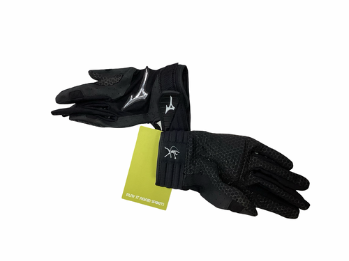 Vist Large View of Product Image Which is Used Mizuno BB/SB Batting Gloves Black SM