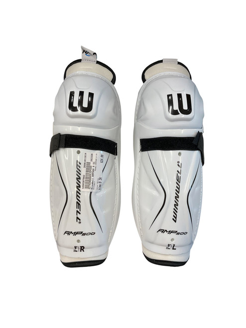 Vist Large View of Product Image Which is Used WinnWell AMP500 9 SG Youth Shin Guards White 9"