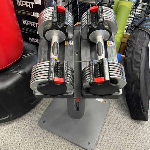 Vist Large View of Product Image Which is Used Weider CORE SPACE SAVER 100 Adj Dumbbells 5-50 LB