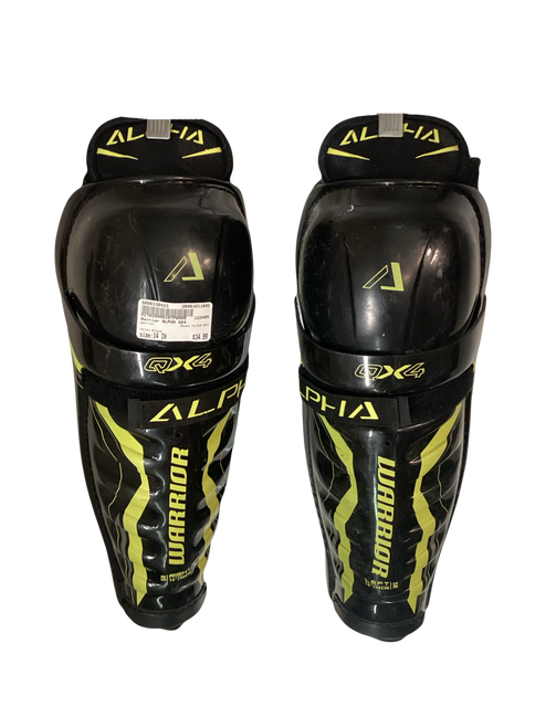 Vist Large View of Product Image Which is Used Warrior ALPHA QX4 Senior Shin Guards Black 14"