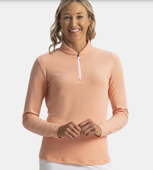 Vist Large View of Product Image Which is Salesman Sample Footjoy Womens Golf 1/4 Zip Blade Collar Mid Layer - SMALL - Never Worn!!
