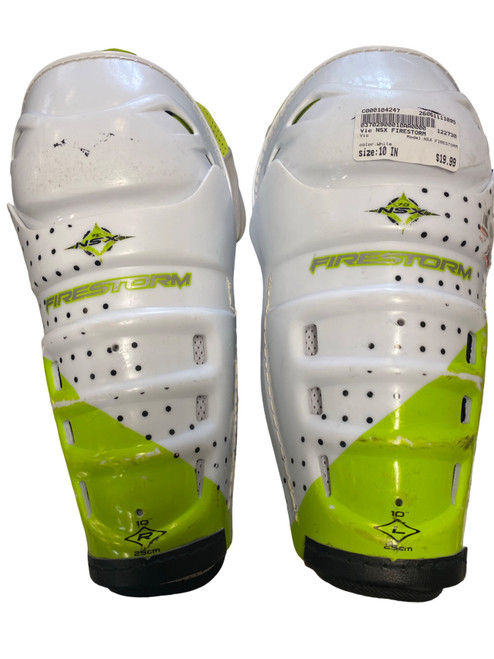 Vist Large View of Product Image Which is Used Vic NSX FIRESTORM Junior Shin Guards White 10"
