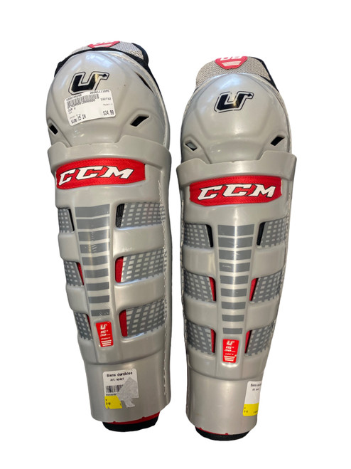 Vist Large View of Product Image Which is Used CCM U Senior Shin Guards Grey 15"
