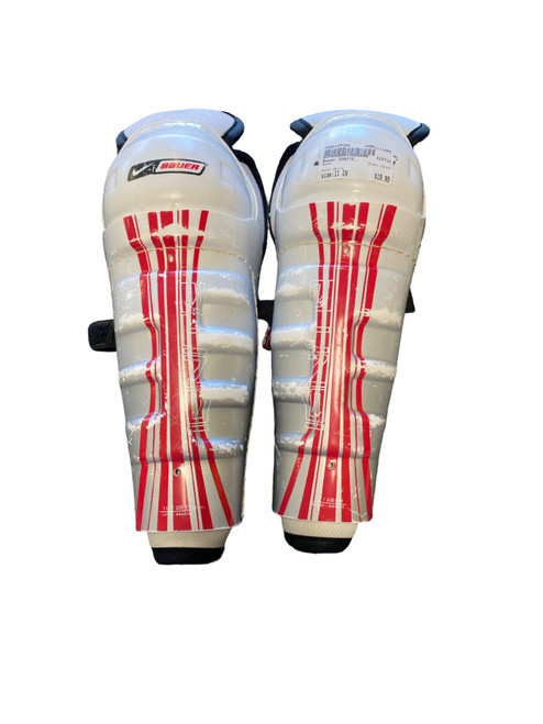 Vist Large View of Product Image Which is Used Bauer IGNITE Junior Shin Guards White 11"