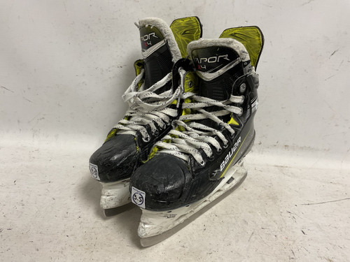 Vist Large View of Product Image Which is Used Bauer VAPOR X4 Junior Hockey Skate White/Black/Yellow Junior 03.5