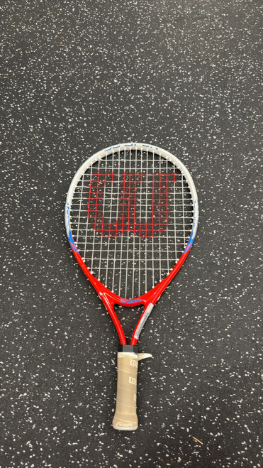 Vist Large View of Product Image Which is Used Wilson US OPEN Junior Tennis Racquet Red 19"